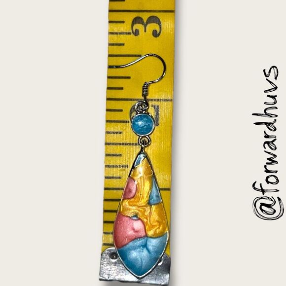 Bundle Sale 3 for $15 | Handcrafted Enamel Earrings – Colorful Abstract Design - Picture 5 of 6
